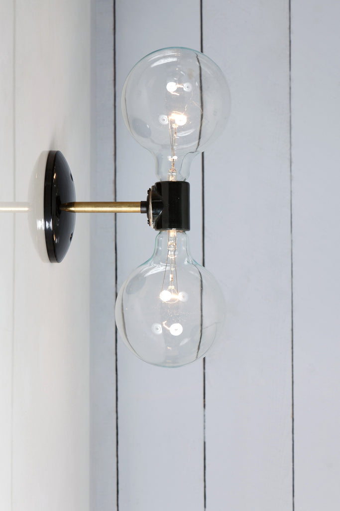 Brass and Black Bare Bulb Sconce Light